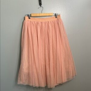 Pinkblush light pink maternity midi skirt gender reveal tulle